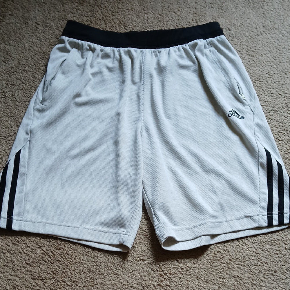 Adidas Men's Athletic Shorts in White with Black Trim